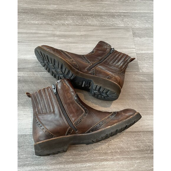 Sesto Meucci Brown Leather Olivia Ankle Boots Size 7 Zip Booties Italy - Picture 9 of 13